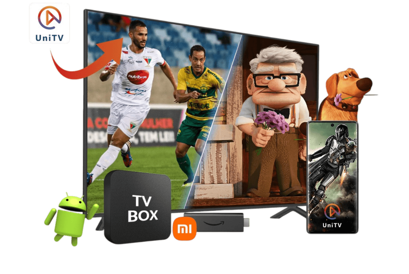UNITV na TV com TV Box, Firestick, Mi Stick e celular